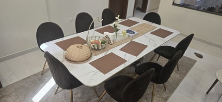 Khobar, Furniture, SAR 3000,  Top Dining Table For Sale Elegant Marble Top Dining Table With 8 Chairs Available In Excel
