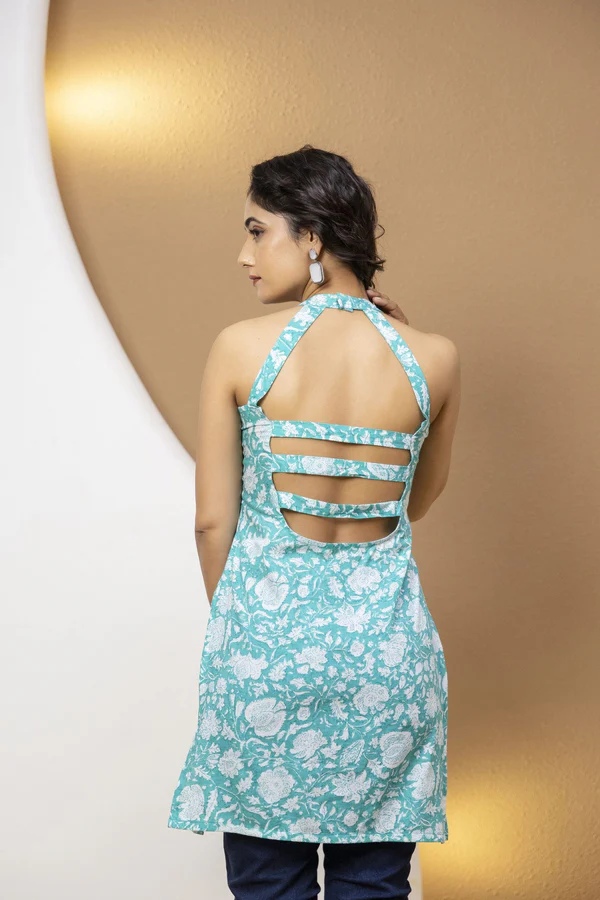Mumbai, Clothing & Accessories, INR 749,  Mohini Turquoise Neck Straps Corset Kurti
