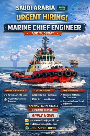 Khobar, Jobs, 🚢 Marine Chief Engineer (ASD Tugboat)
