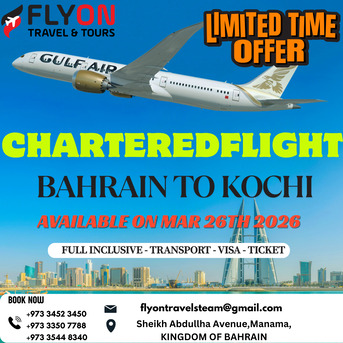 Manama, Travel, Hurry UP! Limited Seats Only! Chartered Flights Available For TO & FROM Bahrain To Kerala