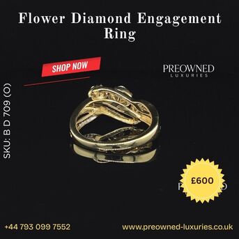London, Jewelry, GBP 600,  Buy Gold Flower Diamond Ring Pre-Owned Best Value UK