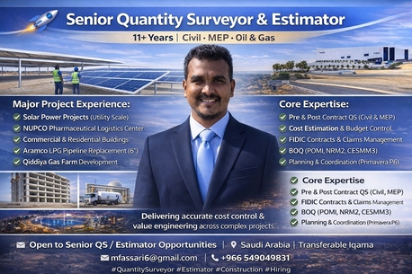 Riyadh, Job Seekers, Quantity Surveyor /Estimator