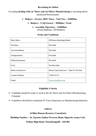 Mumbai, Jobs, Manpower Recruiting For Dubai