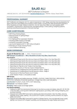 Jeddah, Job Seekers, MEP Draftsman & Designer