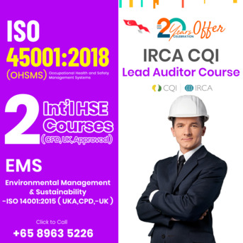 Raffles Place, Lessons Offered, ISO 45001:2018 Lead Auditor Course In Singapore