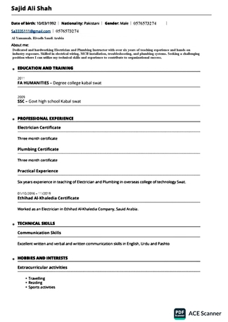 Islamabad, Job Seekers, Electrican