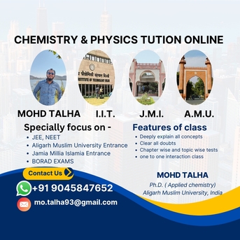 Jeddah, Lessons Offered, ONLINE CHEMISTRY AND PHYSICS TUTION