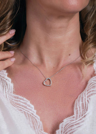 London, Jewelry, GBP 600,  Slanted Heart Diamond Statement Necklaces By Layla Diamonds.