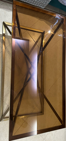 Al Aziziyah, Furniture, SAR 1000,  Elegant Bronze-Tinted Glass Coffee Table With Golden Frame &ndash; Stylish Living Room Table