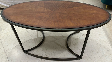 Al Aziziyah, Furniture, SAR 600,  3-Piece Brown Wooden-Look Coffee Table Set With Iron Frame &ndash; Elegant & Durable