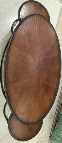 Al Aziziyah, Furniture, SAR 600,  3-Piece Brown Wooden-Look Coffee Table Set With Iron Frame &ndash; Elegant & Durable