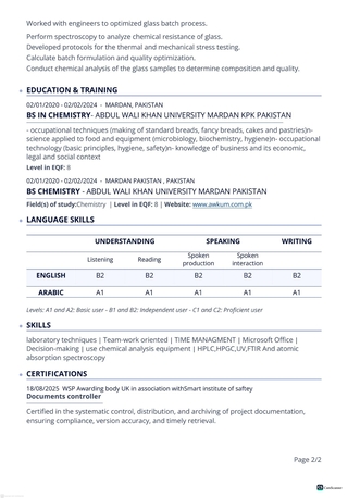 Hara, Job Seekers, QC, QA, PROCESS, ENVIRONMENTAL Chemist , Analyst