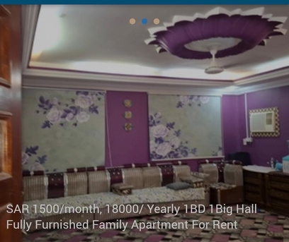 Al Aziziyah, Apartments/Houses, SAR 18000/month,  1 BR,  Expatriates.com:  SAR 1500/month,  18000/ Yearly 1BD 1Big Hall Fully Furnished Family Apar