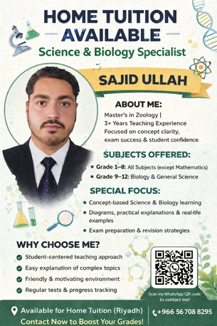 Riyadh, Education, Offered Home Tuition Tutor