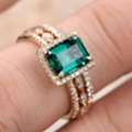 Emerald And Diamond Wedding Set