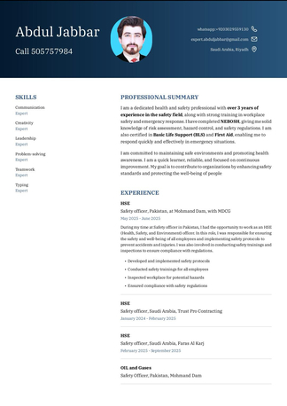 Riyadh, Job Seekers, Experienced HSE Professional | 3+ Years Experience | NEBOSH Certified | Ready To Ensure Wo