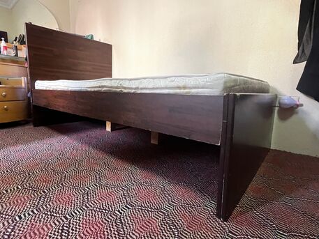 Jubail, Furniture, SAR 150,  🛏️ Single Wooden Bed With Mattress For Sale