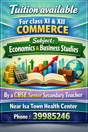 Sanad, Lessons Offered, Tuition Available - Commerce