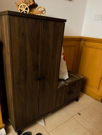 Manama, Furniture, BHD 15,  1 Year Old Shoe Rack For Sale, Very Stylish And Comfortable With Seat BD 15 Only