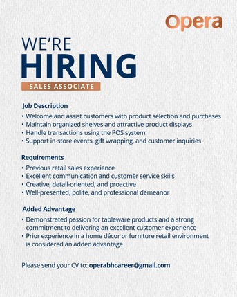 Manama, Jobs, We Are Hiring!! Sales Associates