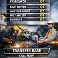 Bus Driver,  Light Driver, Pipe Fitter, Fabricator, Multi Welder, BOOM TRUCK OPERATOR*