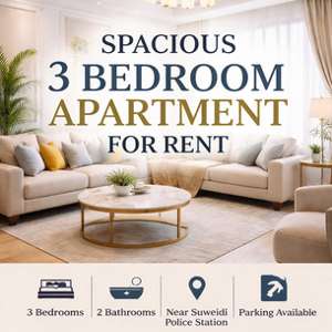 SAR 3000/month, Furnished, “Spacious Furnished 3BHK In Prime Suweidi Location – Move-In Ready!”