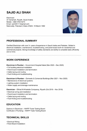 Riyadh, Job Seekers, Elactrican