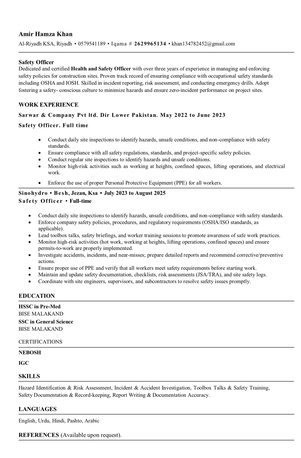 Riyadh, Job Seekers, Health And Safety Officer With Over Three Years Of Experience In Managing And Enforcing