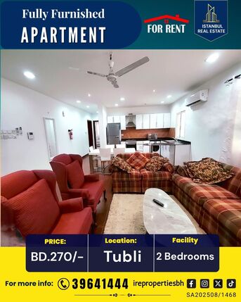 Tubli, Villas, BHD 270,  Furnished,  115 Sq. Meter,  Fully Furnished Family Apartment For Rent In Tubli BD. 270/-