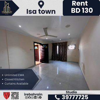 Isa Town, Apartments/Houses, BHD 130/month,  Studio,  Studio For Rent In Isa Town &ndash; BD 130/- (Unlimited EWA)