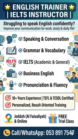 Al Faisaliyah, Lessons Offered, 🌟 English Language Trainer In Jeddah | IELTS Instructor 🌟