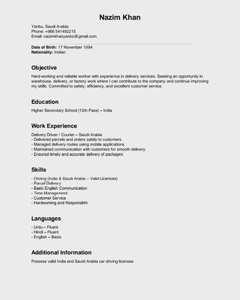 Yanbu, Job Seekers, As Driver Or Other