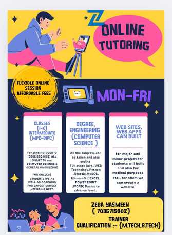 Hyderabad, Job Seekers, ONLINE TUITIONS  (Learn With Zeba (M.TECH,B.TECH (CSE)))