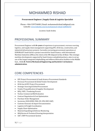 Jubail, Job Seekers, Procurement Engineer