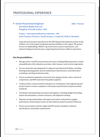 Jubail, Job Seekers, Procurement Engineer