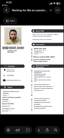 Peshawar, Job Seekers, Looking For A Job As A Resturant Manager Or F&b Manager 4 Years Experience As A Manager