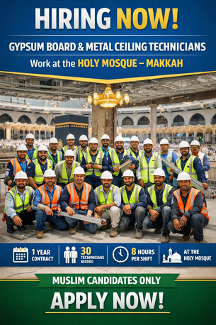 Jeddah, Jobs, Gypsum Board Technician