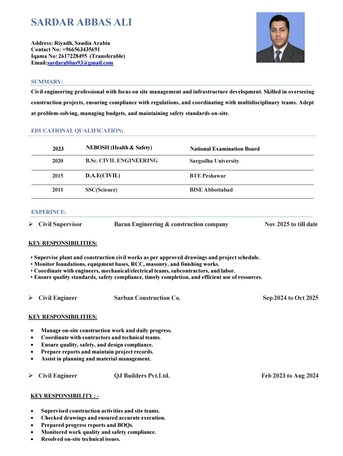 Riyadh, Job Seekers, Civil Engineer/Civil Supervisor