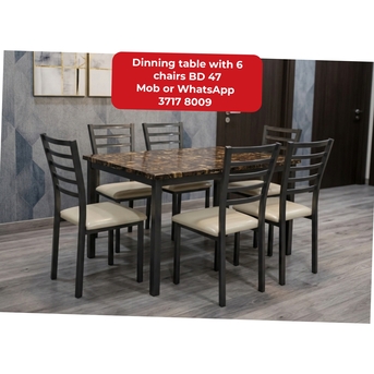 Manama, Furniture, BHD 47,  🌍Dinning Table With 6 Chairs In Good Condition For Sale With Delivery