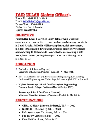 Riyadh, Job Seekers, HSE Officer