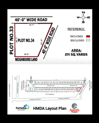 Hyderabad, Real Estate For Sale, INR 19000,  211 Sq. Yard,  Plot For Sale-HMDA North-East Corner 2 Side 40ft Road At Kothur