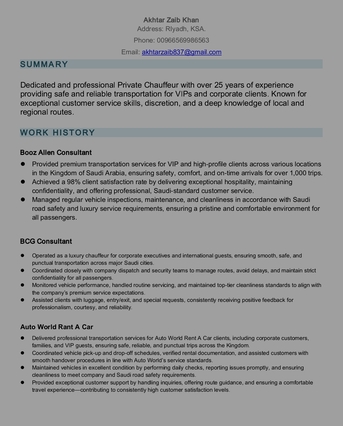 Riyadh, Job Seekers, Private Chauffeur