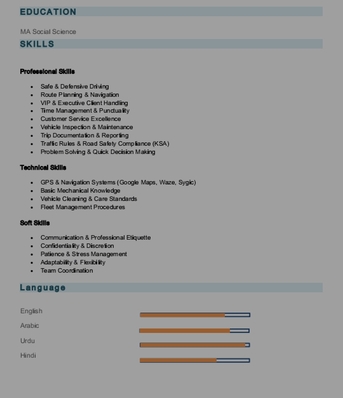 Riyadh, Job Seekers, Private Chauffeur