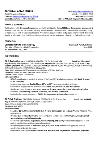 Riyadh, Job Seekers, Civil QC Engineer & Site Lead | Construction & Infrastructure