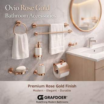 New Delhi, Household, Premium Ovio RG Bathroom Accessories &ndash; Elegant Rose Gold Finish By Grafdoer