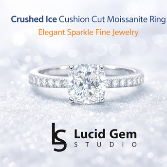 New York, Jewelry, Crushed Ice Cushion Cut Moissanite Ring &ndash; Elegant Sparkle Fine Jewelry
