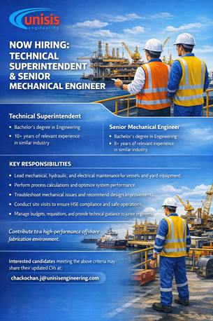 Riyadh, Jobs, Technical Superintendent & Senior Mechanical Engineer - Fabrication Yard, KSA.