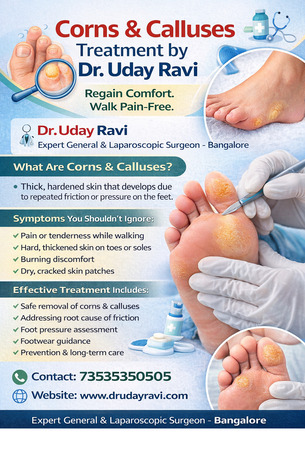 Bangalore, Health, "Corns & Calluses Treatment By Dr. Uday Ravi  In Bangalore"