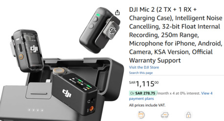 Riyadh, Photo & Video, SAR 900,  DJI Mic 2 (2 TX + 1 RX + Charging Case), Intelligent Noise Cancelling, 32-bit Float Intern