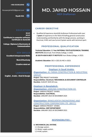 Riyadh, Job Seekers, MEP DRAFTSMAN